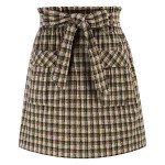 Women High Waist Paperbag Skirt Casual Short A-Line Skirts with Pockets