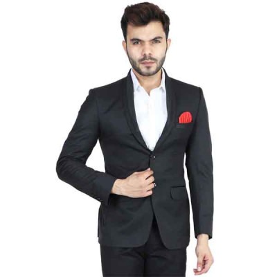 Black Solid Tuxedo suit