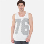 Men White & Grey Printed Gym Vest