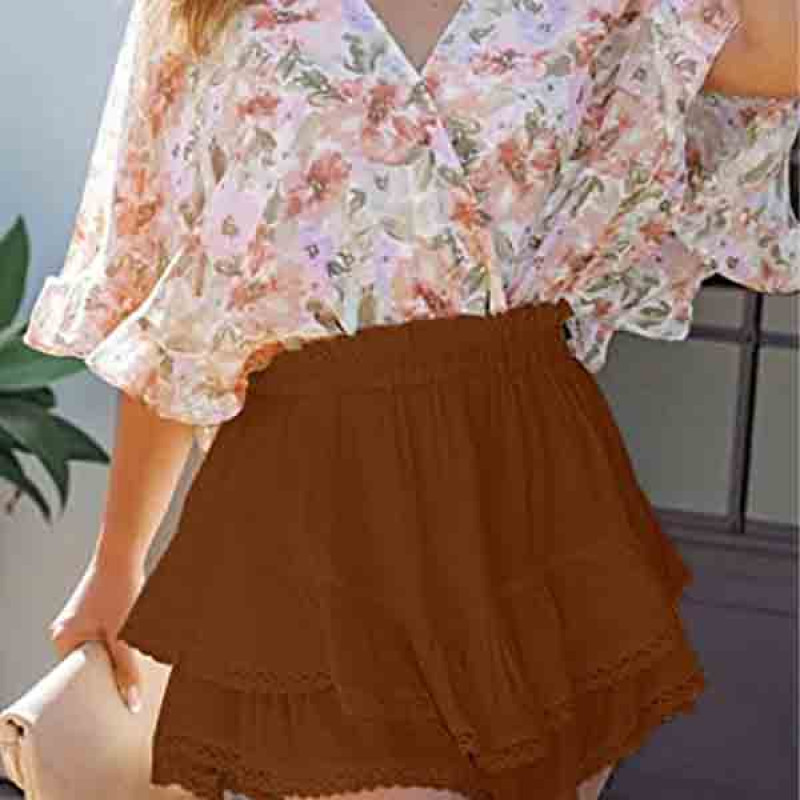 Women's Skirts Summer Layered Ruffle High Waist Skorts Mini Skirt