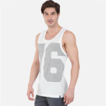 Men White & Grey Printed Gym Vest