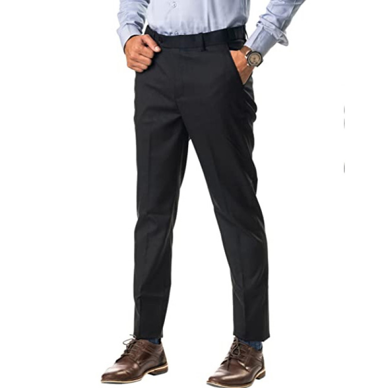 Formal Brown Stretchable Pant with Expandable Waist for Men.