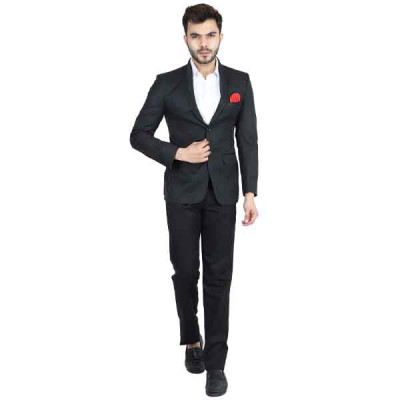 Black Solid Tuxedo suit