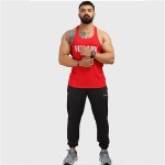 Men Red Classic Sports and Gym Stringer Vest