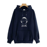 Navy hoodie with White Printed