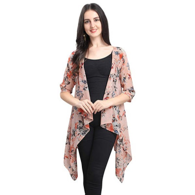 Women's Shrug Light peach floral print Shrug / Jacket