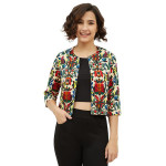 Women's Polyester Moss Floral Printed Open Shrug