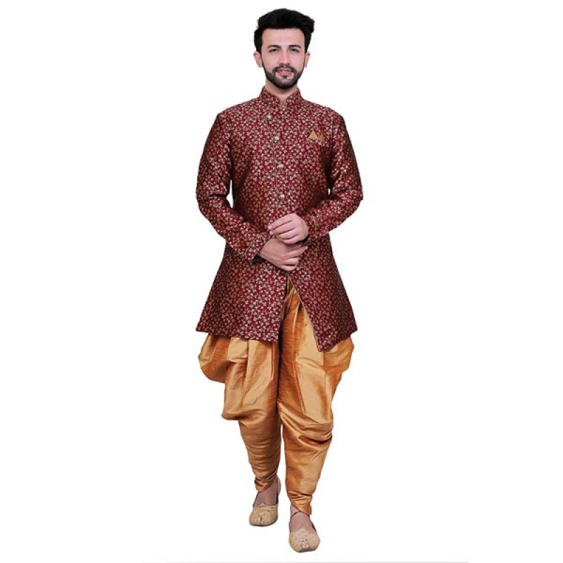 Embroidered Men Sherwani With Patiyala