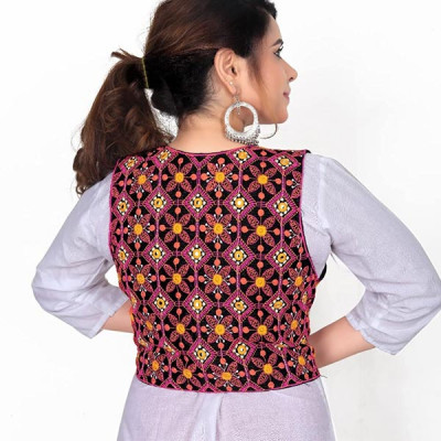 Women with Mirror Work Traditional Ethnic Shrug Jacket