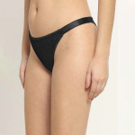 Women Black Self Design Thongs