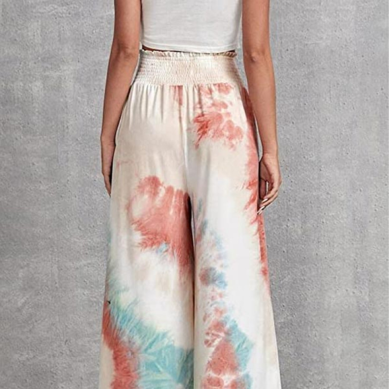 Women's Tie-dye Loose Fit Flared Wide Leg Palazzo Pants | Women's Cotton Rayon Regular Fit Palazzo Pants