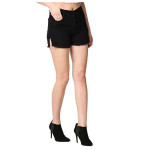 Women Grey Washed Slim Fit Denim Stretchable Shorts