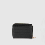 Women Black Croc Textured Zip Around Wallet