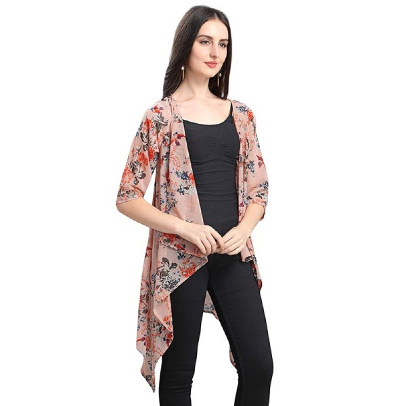 Women's Shrug Light peach floral print Shrug / Jacket