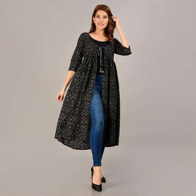 Cotton Long Printed Shrug/Jacket/Cape for Women