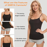 2 Pack Basic Camisole for Women Adjustable Long Spaghetti Strap Tank Tops Lightweight Cami Undershirts