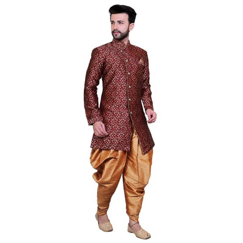 Embroidered Men Sherwani With Patiyala