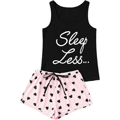 Women's Cute Sleeveless Tank Top and Shorts Sleepwear