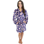 Womens Polyester Plush Shawl Collar Bathrobe Sleepwear