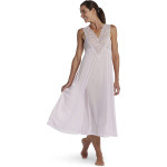 Women's Silk Essence Long Gown, Lace V-Neck, Sleepwear