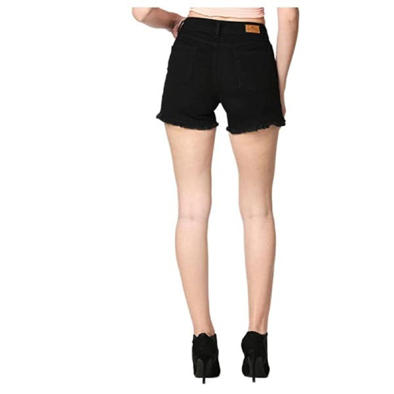 Women Grey Washed Slim Fit Denim Stretchable Shorts