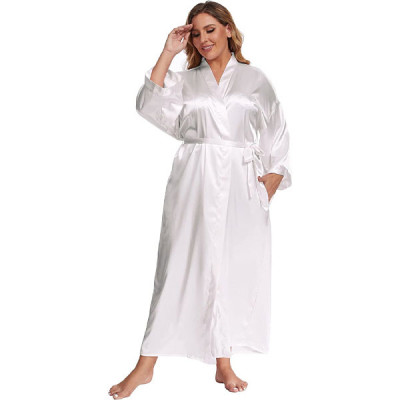 Women's Plus Size Long Satin Robes Plus Size Long Silk Robes Kimonos Sleepwear